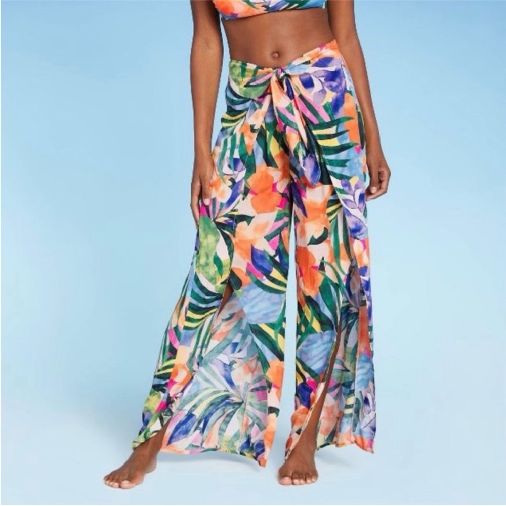 Kona Sol Multicolor Swim Coverup Pants NWT size 8-10 Medium